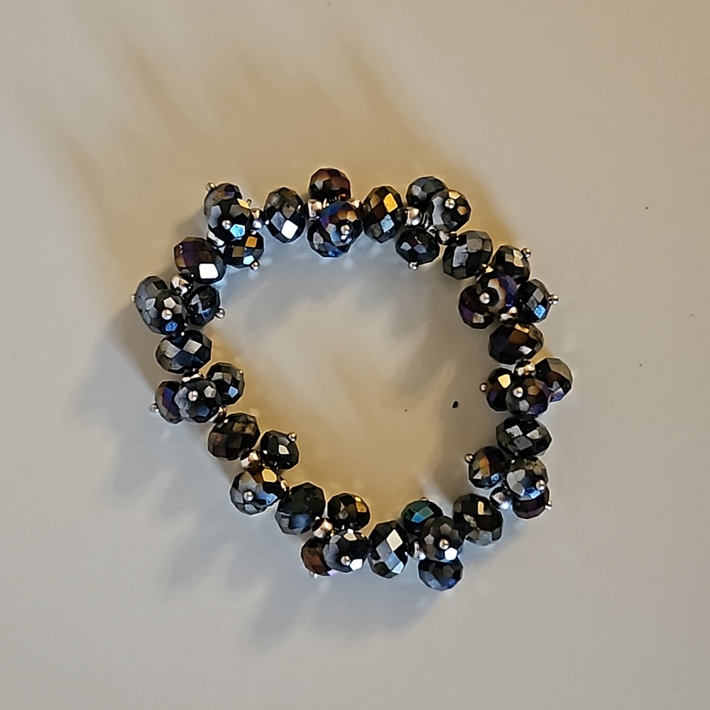 Elegant Black Crystal Beaded Stretch Bracelet